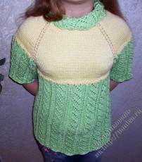 ажурный пуловер с короткими рукавами